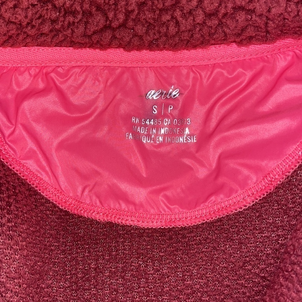 Aerie Dream Sherpa Burgundy Womens 1/4 Zip Soft Pullover Sweatshirt Size Small - Picture 6 of 8